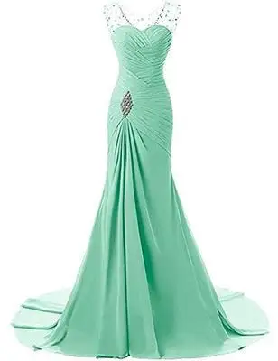 Русалка шифон зеленый вечерние платья Длинные Actural Abiye Gece Elbisesi vestido de festa Longo Формальные Вечерние платья - Цвет: Color 1