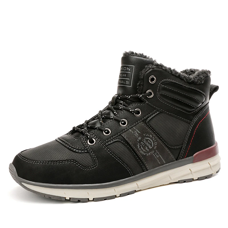 Mazefeng Men Boot Men Working Shoes Plus Size 39~45 Warm Ankle Botas Hombre for Leather Men Outdoor Winter Plush Boots Shoes Men