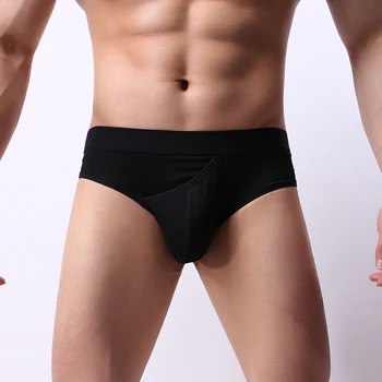 

Mens Sexy Tight-fitting Breathable Briefs Side Opening Solid Collour Underwear