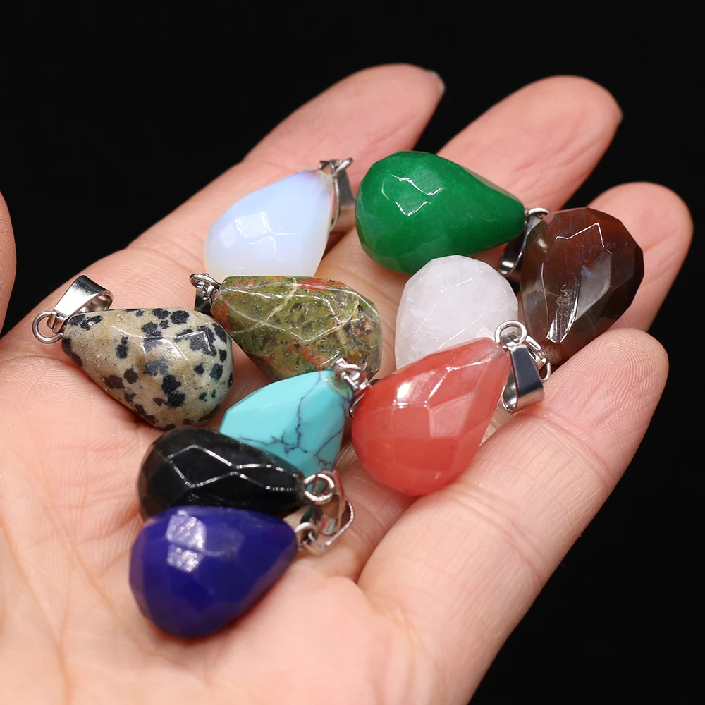 

6 PCS Natural Rose Quartzs Unakite Water Drop Shape Pendant 13x22mm Jewelry Making DIY Necklace Earrings Accessories Charm Gift