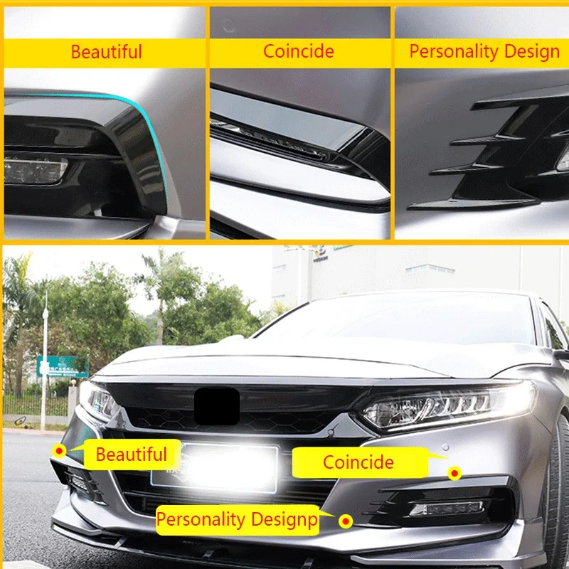Подходит для Honda Accord- яркие черные передние противотуманные фары лампа для бровей крышка отделка