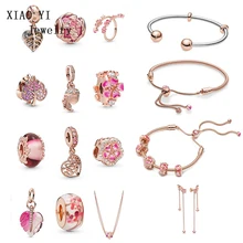 XIAOYI ювелирное изделие, 925 пробы, серебро, 11, розовый, романтичный лес, длинный, персиковый цвет, серия, бисерный браслет, ювелирное изделие, подарок