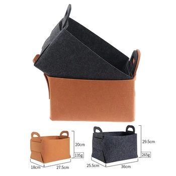 

Cloth Desktop Storage Basket With Handles Felt Simple Home Sundries Organizer Frame Ins Finishing Basket