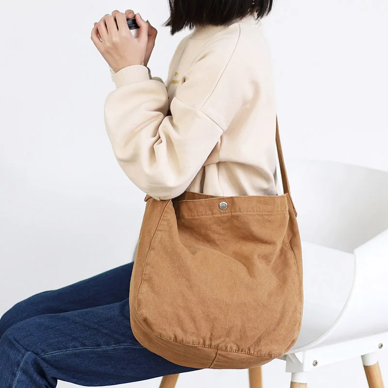 

Korean-style Retro Washing Canvas Message Bag Simple Harajuku-Style Students Shoulder Bag Versatile Literature And Art MORI Seri