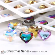 

10/20Pcs Heart Nail Rhinestone 6.5X8MM/8.5X10MM Size Christmas Series Crystal Diy Beads Crystal AB Color Diamond Heart Stickers