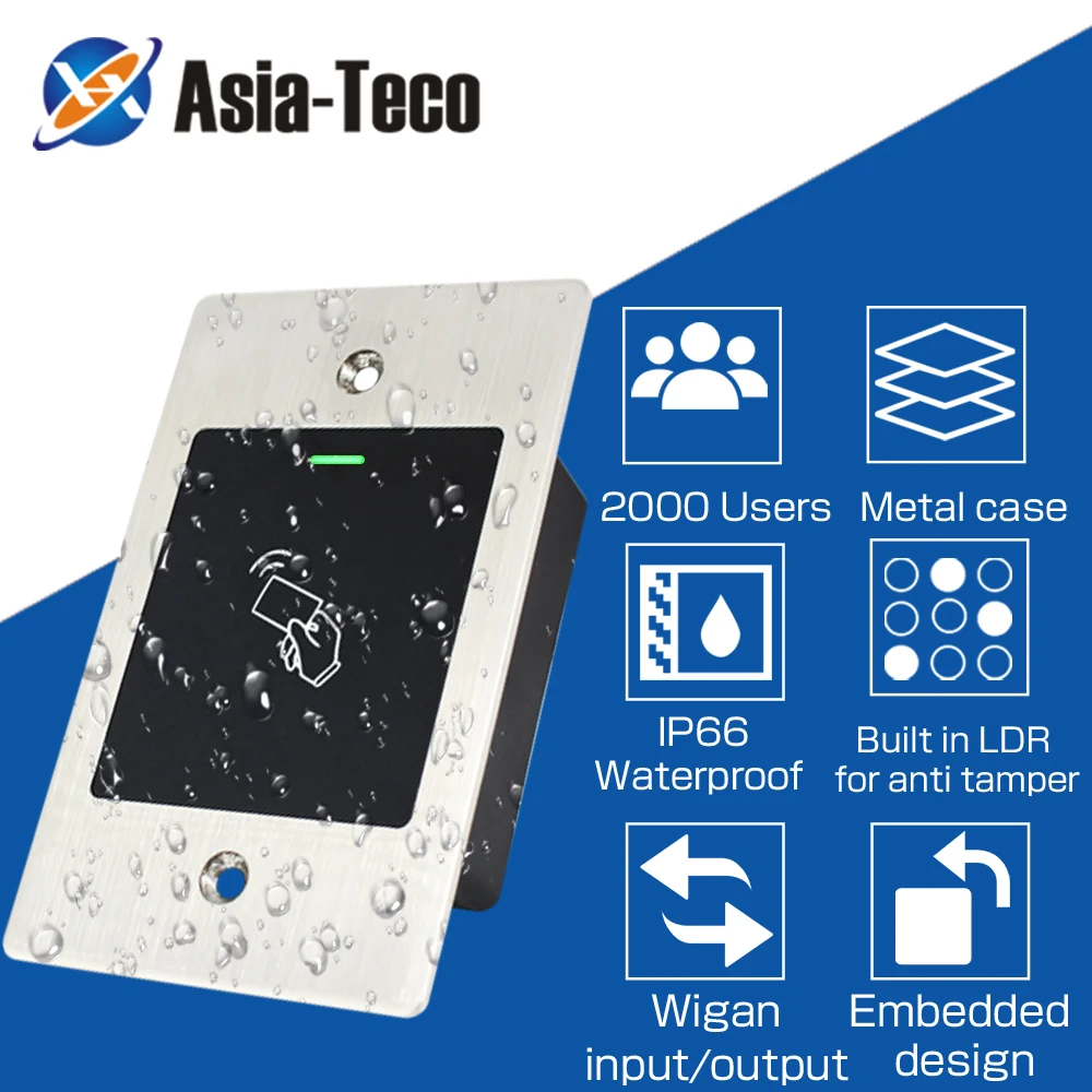 IP66 Waterproof Metal RFID Reader 125KHz Access Control Embedded ...