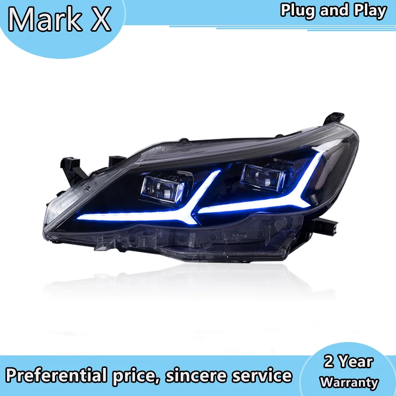 Заводская фара для автомобиля для eiz Mark X 2010 2011 2012 полный светодиодный налобный фонарь с желтым поворотником с подключением и воспроизведением