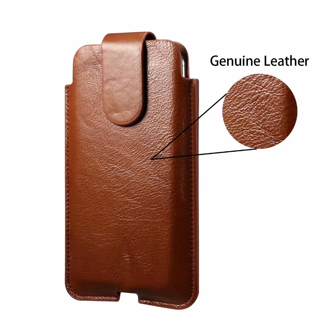 capa luxuosa de couro genuíno ultra cinto de clipe bolsa masculina vertical para smartphones