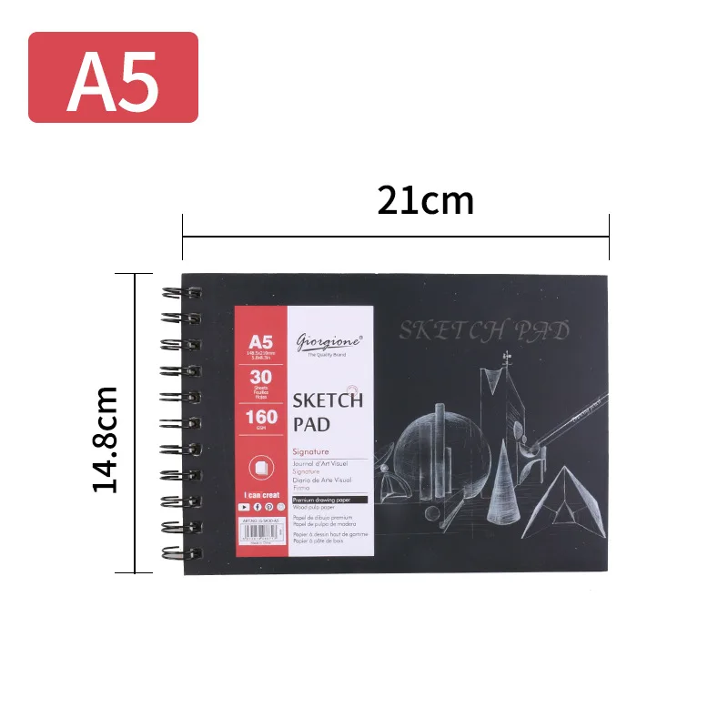 25 Sheet A3/A4/A5 140gsm Black Paper Watercolor Sketchbooks for Drawing  Paper Album Markers Watercolor Painting Pad Art Supplies - AliExpress