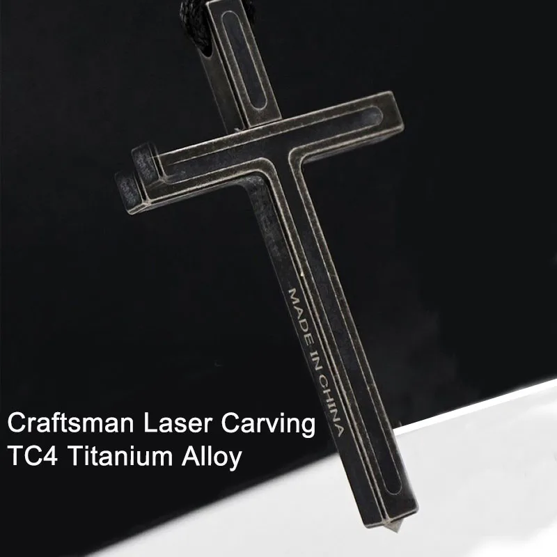 

Customized Cross Pendant Titanium Alloy Toothpick Open Case Broken Window Multi-functional Ornament EDC