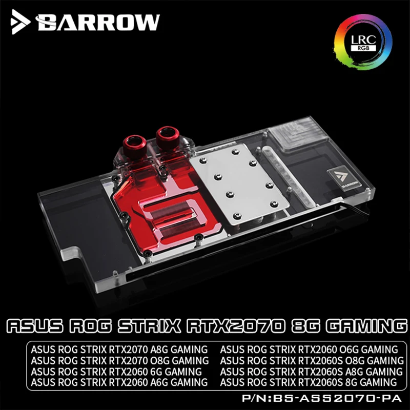 Курган BS-ASS2070-PA полное покрытие видеокарта блок водяного охлаждения для Asus Rog Strix RTX2070 8G Gaming