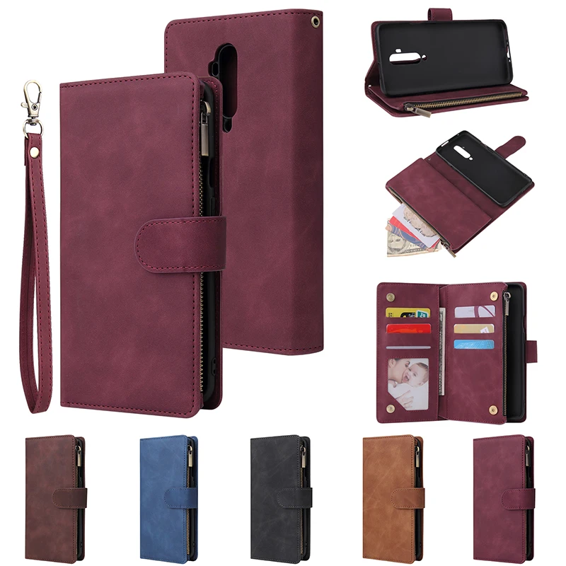 

Oneplus 7T Pro Case Retro Zipper Leather Case For Oneplus 7T 7 Pro Flip Wallet Business Book Cover For One Plus 7 7T Phone Cases