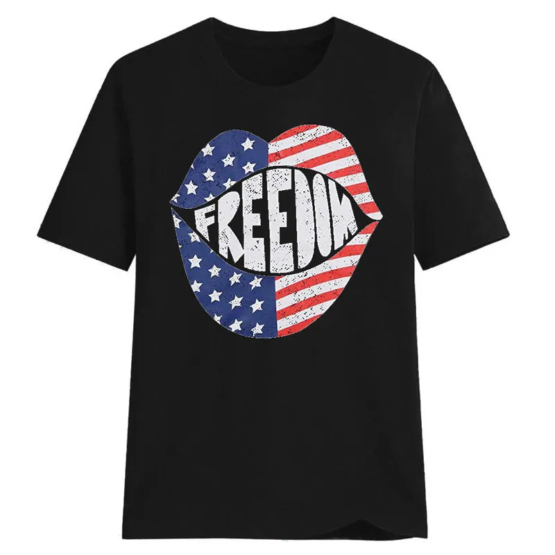 

Hillbilly 2019 Harajuk American flag t shirt for women freedom 90s new summer casual graphic t shirts O-Neck plus size