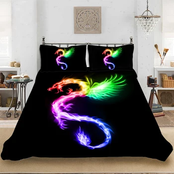 

Flame Dragon Soft Fashion Full-King Size Bedding set Bedclothes Include Duvet Cover Pillowcase Print Home Textile Bed Linens