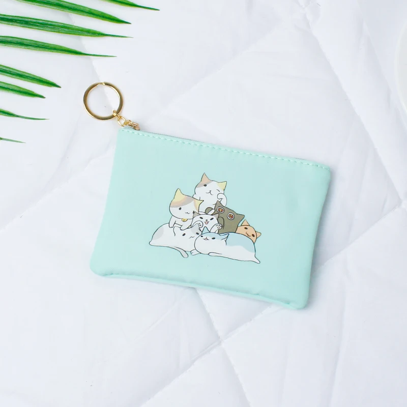 JANE'S Кожаный Модный женский кошелек для монет мини короткий милый кошелек с кошкой для мелочи мини-сумка клатч сумочка Carteira Feminina - Цвет: green