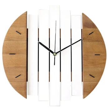 

New-Wooden Wall Clock Modern Design Vintage Rustic Shabby Clock Quiet Art Watch Home Decoration Brown