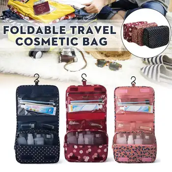 

Waterproof Folding Cosmetic Bag Bathroom Travel Makeup Bag Wash Organizer Neutral Make Up Box Beauty Case Hanging Toiletry Bag
