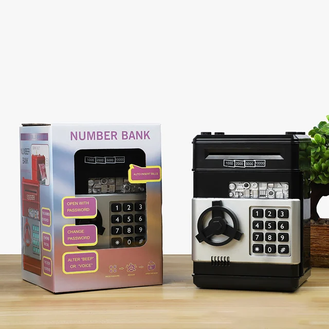 ATM Mini Password Money Box Electronic Piggy Bank Safety Chewing Cash Coins Saving Box Automatic Deposit Banknote Kids Gift 1