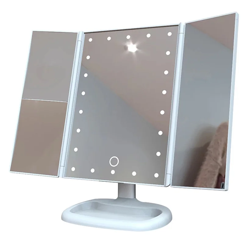3 Colors Makeup Mirror LED Light Vanity Mirror Touch Screen Flexible