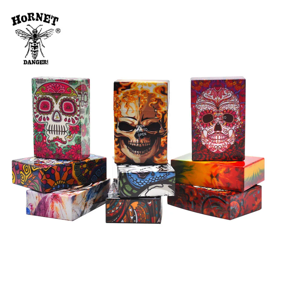 Оригинальный Пластиковый Чехол для сигарет HORNET Модный чехол с рисунком черепа