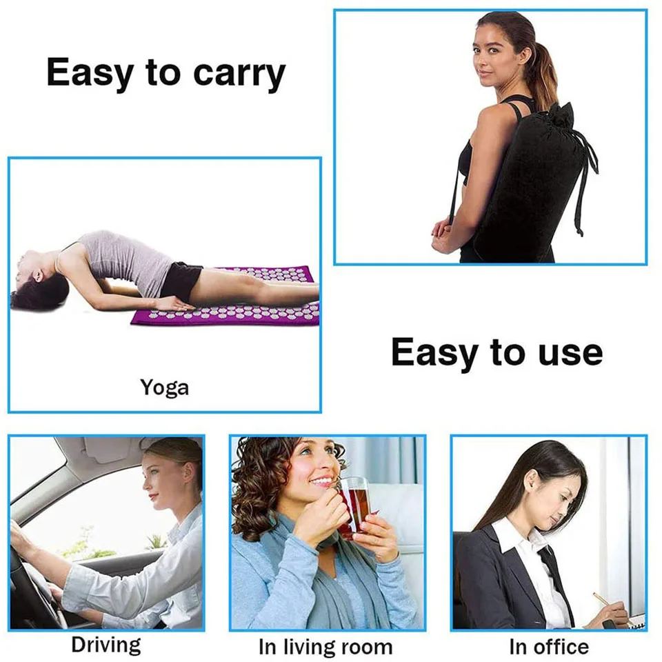 Acupressure Mat Spike Yoga Massage Mat Cushion Pillow Set Kuznetsov's applicator Needles Sensi accupressure Pranamat KoKossi yoga mat