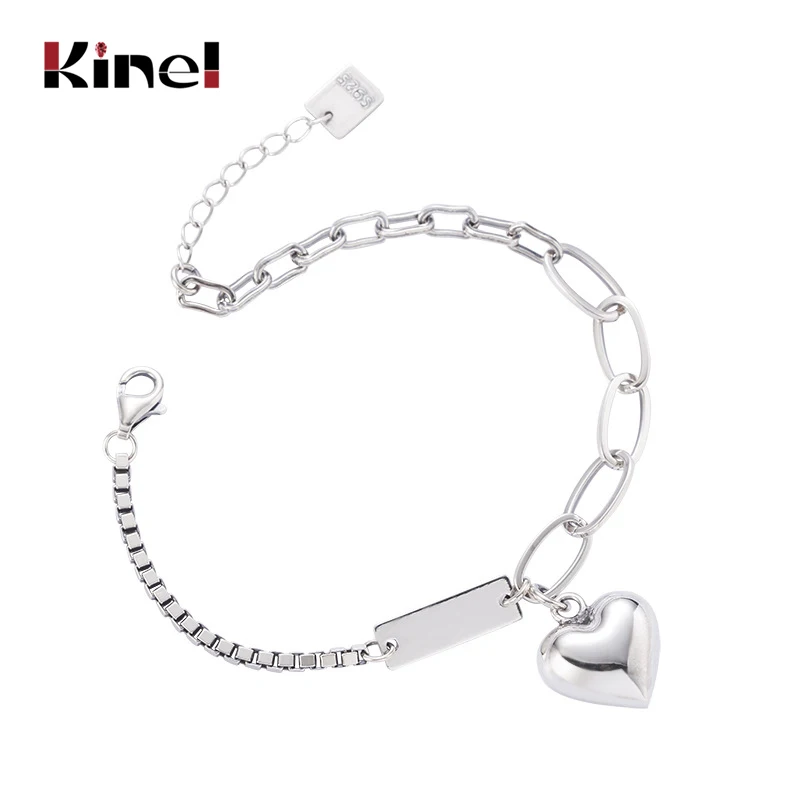 

Kinel Anklet 100% 925 Real Sterling Silver Fashion Heart Bracelet On The Leg for Women Valentine's Day Birthday Gift Jewelry