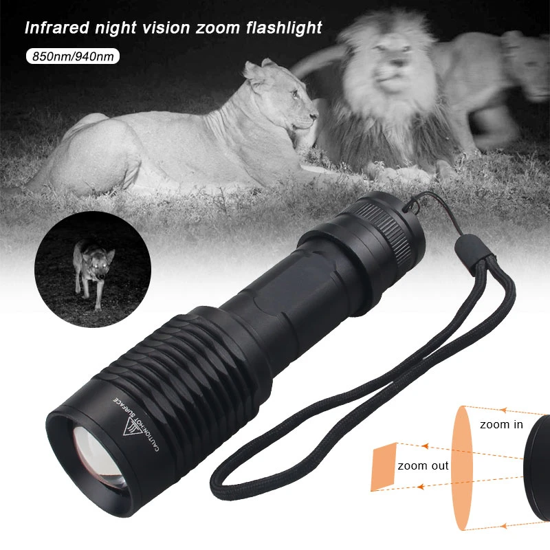 5W IR850NM Zoomable Weapon Light Night Vision Hunting Torch Tactical