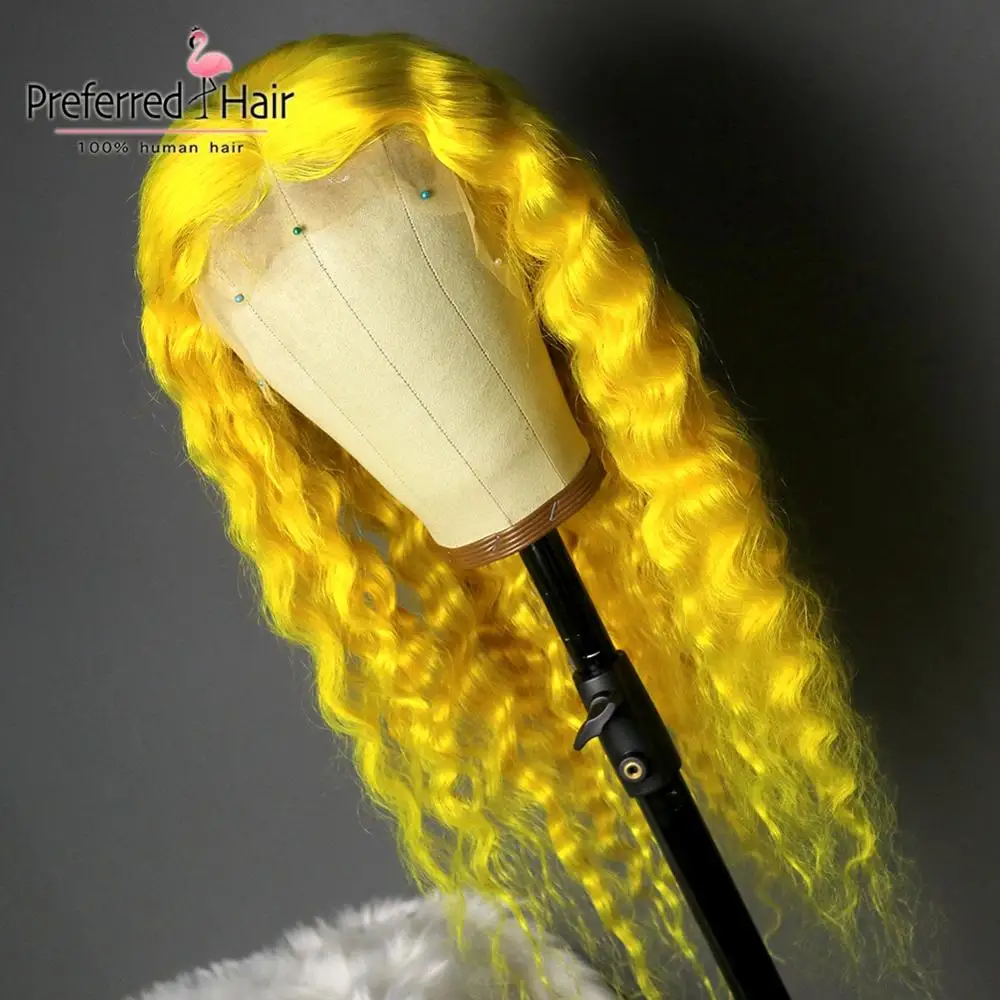 Preferred13x4 Remy Омбре кружевной передний парик предварительно выщипанный желтый волнистый парик бразильские кружевные передние человеческие волосы парики для черных женщин