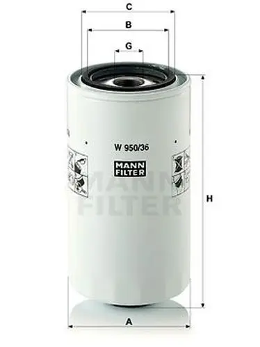 Фильтр масляный \Iveco Daily III 3.0D 04-07 MANN-FILTER W950/36