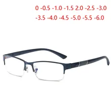 Полуметаллическая оправа, близорукие очки, унисекс, смола, прозрачное зеркало, очки для близорукости, мужские 0-0,5-1-1,5-2-2,5-3-3,5-4-6,0