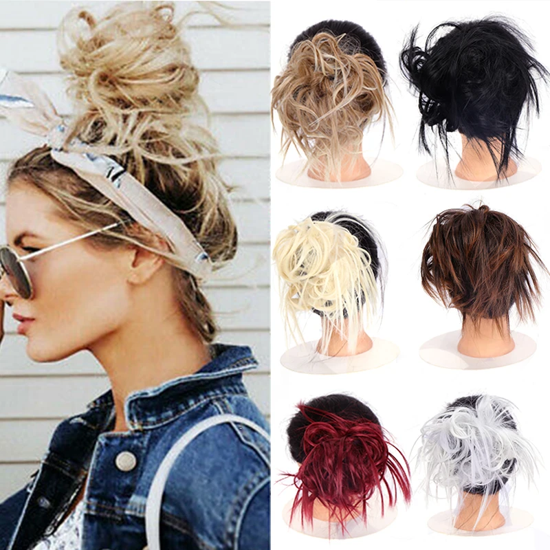 Lupu Messy Chignon Scrunchie Short Straight Synthetic Hair Bun