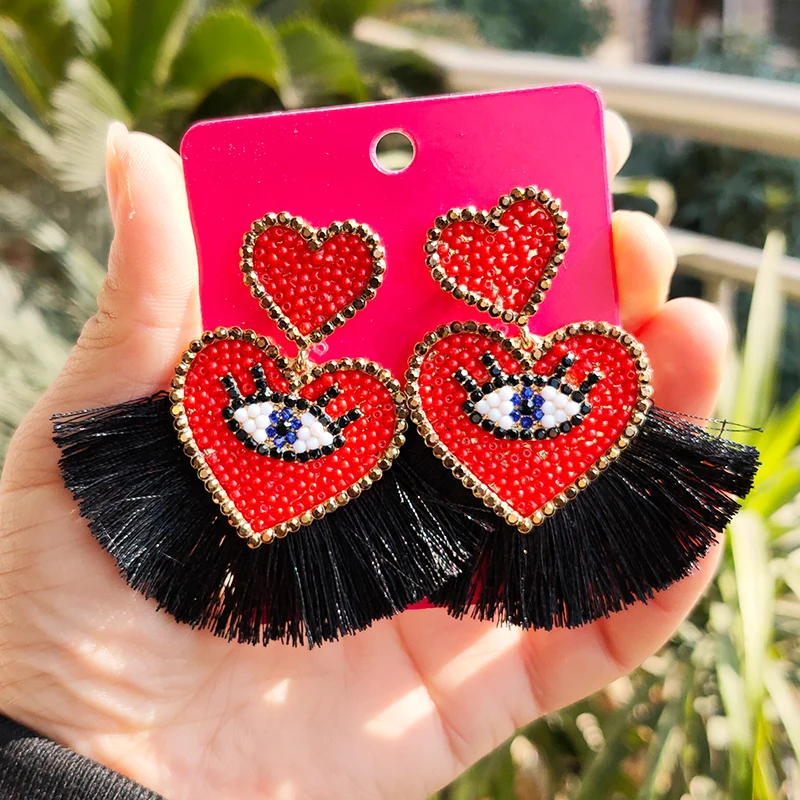 

2020 New Women Earrings Fashion Crystal Beads Tassel Dangle Earrings Jewelry Accessories Big Statement Earrings Accessories Gift