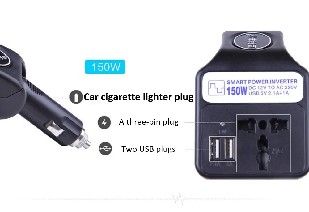 Двойной USB 150 Вт DC 12 В в AC 220 В портативный автомобильный инвертор зарядное устройство конвертер адаптер DC 12 В AC 220 Модифицированная синусоида