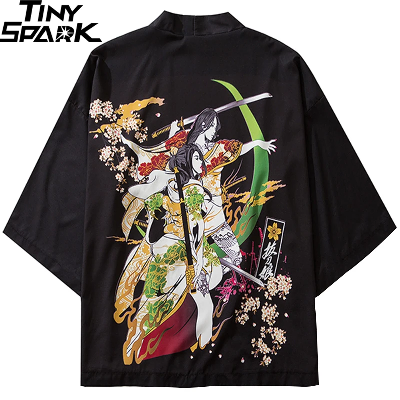 Японское кимоно куртка с героями мультфильмов Samurai Харадзюку 2020 хип хоп мужская