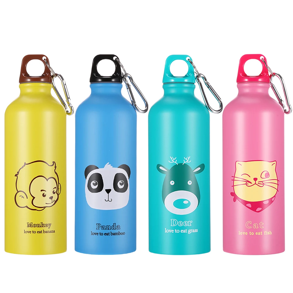 

500ML Cartoon Pattern Children Cup Stainless Steel Sports Bottles Outdoor Sport Water Cups with Carabiner