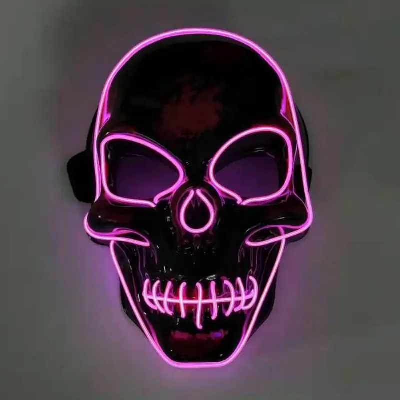 Halloween Skeleton Mask LED Illuminated Scary EL-Wire Mask Light Up Festival Cosplay Costume Supplies Party Mask Glowing Props