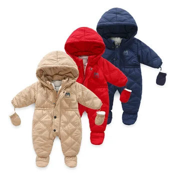 

Autumn and winter newborn baby infant rhombus jumpsuit solid color lamb wool lining Harley-cotton clothes baby girl romper