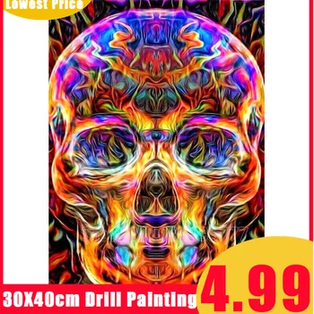 

DIY 5D Diamond Painting by Number Kit Color Skull Crystal Rhinestone Embroidery Cross Stitch Arts Craft Supply Canvas Wall Decor