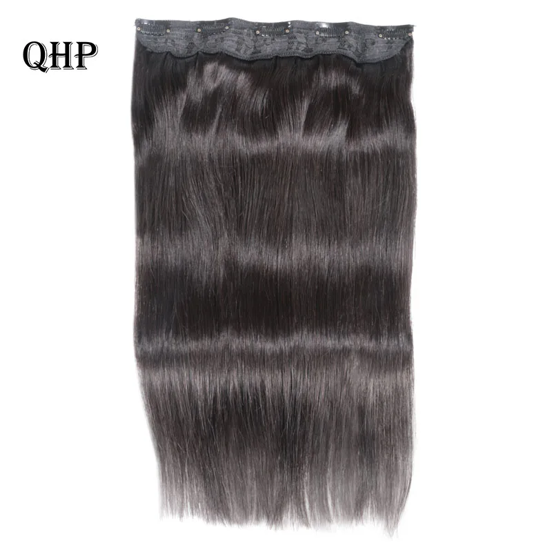 Extensiones de cabello humano liso con Clip, 1 # 1B #4 #8 #613 #27 #32, 5 Clips en 1