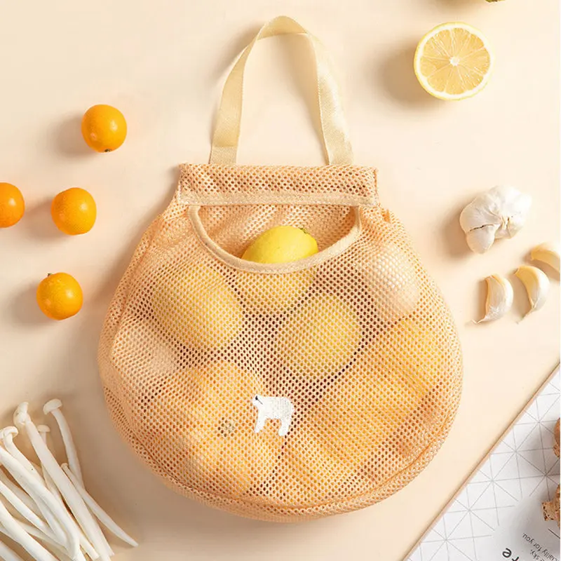 Reusable Food Strainer Bag Fruit Vegetable Hanging Mesh Storage Bag