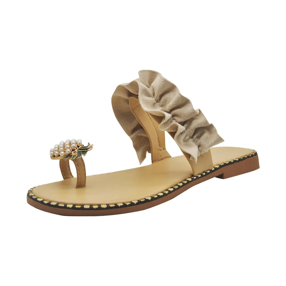 Шлепанцы женские с ананасом и жемчугом повседневные сандалии без застежек