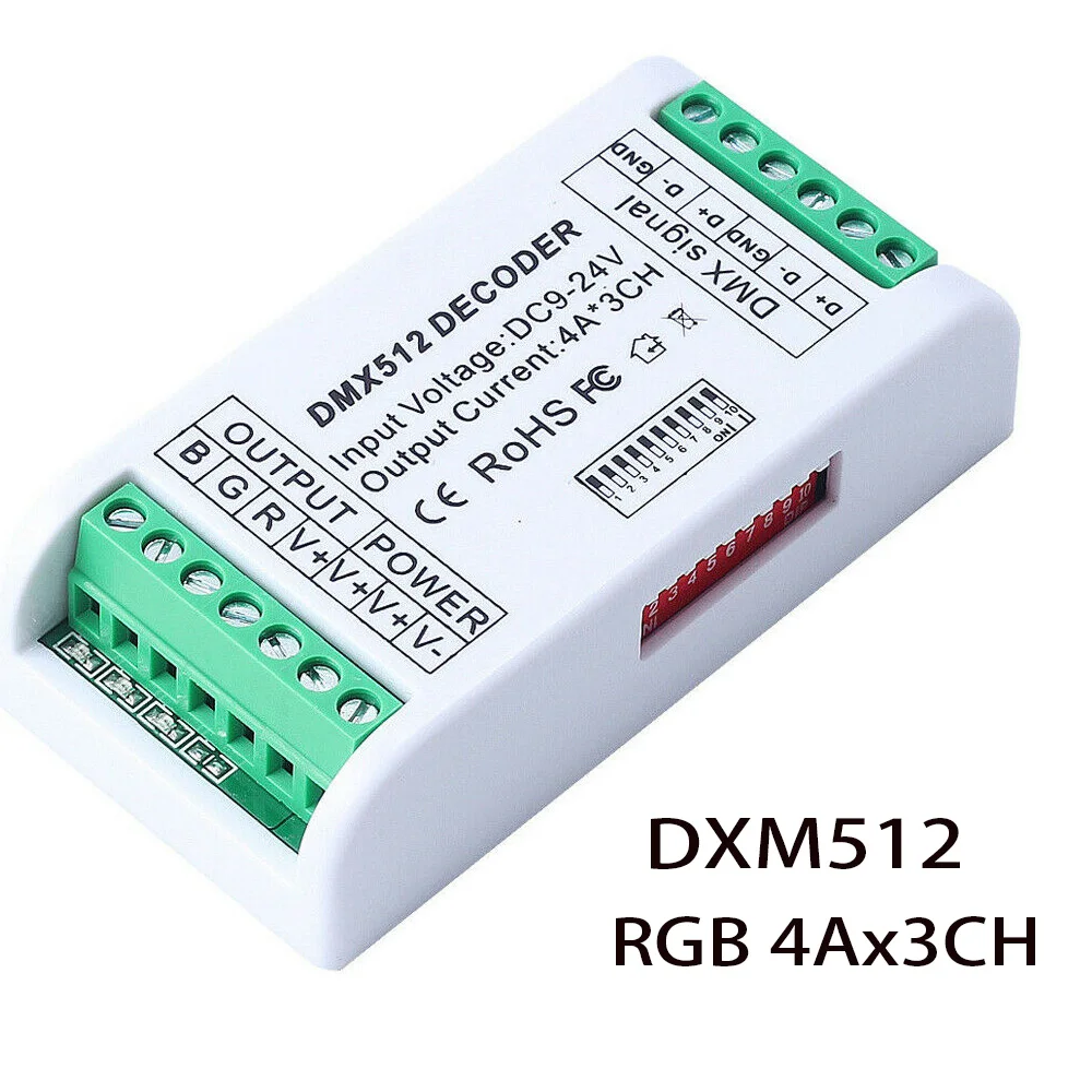 Светодиодные ленты контроллер по протоколу DMX 512 декодер led RGB 3CH RGBW 4CH контроллер консоли Применение декоративное освещение дома огни Диммер 12 V-24 V