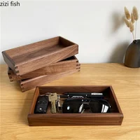 Rectangular Wooden Storage Tray Grocery Key Disk Desktop Organizer Storage Box Fruit Plate Snack Trays Tea Tray Organize Box 2