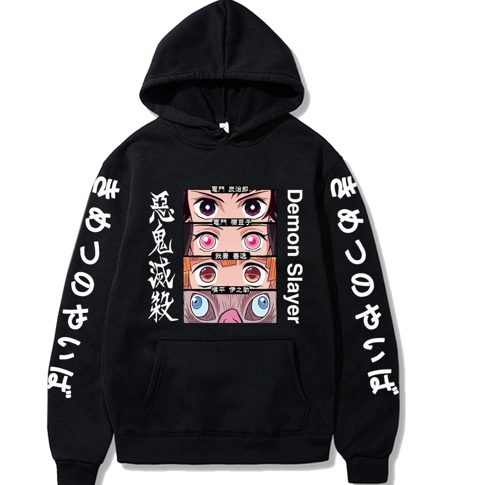 

Harajuku Kamado Nezuko Kamado Tanjirou Hashibira Inosuke Agatsuma Zenitsu Hoodie Sweatshirt Hot Anime Eyes Clothes Autumn Top