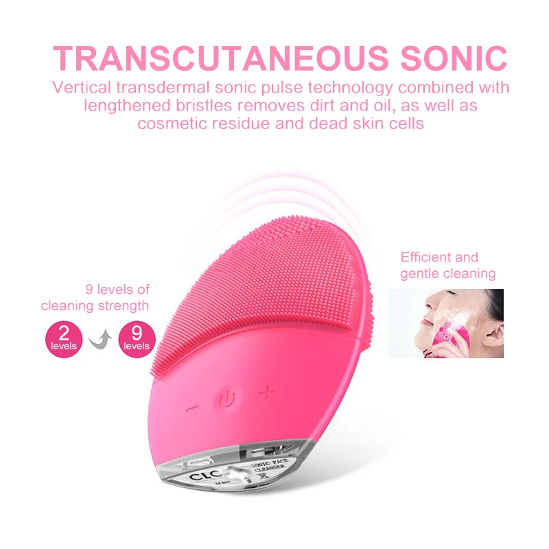 Electric Silicone Face Cleaning Brush Color Vibration USB Rechargeable Smart Ultrasonic Facial Cleansing Massage Tool 3