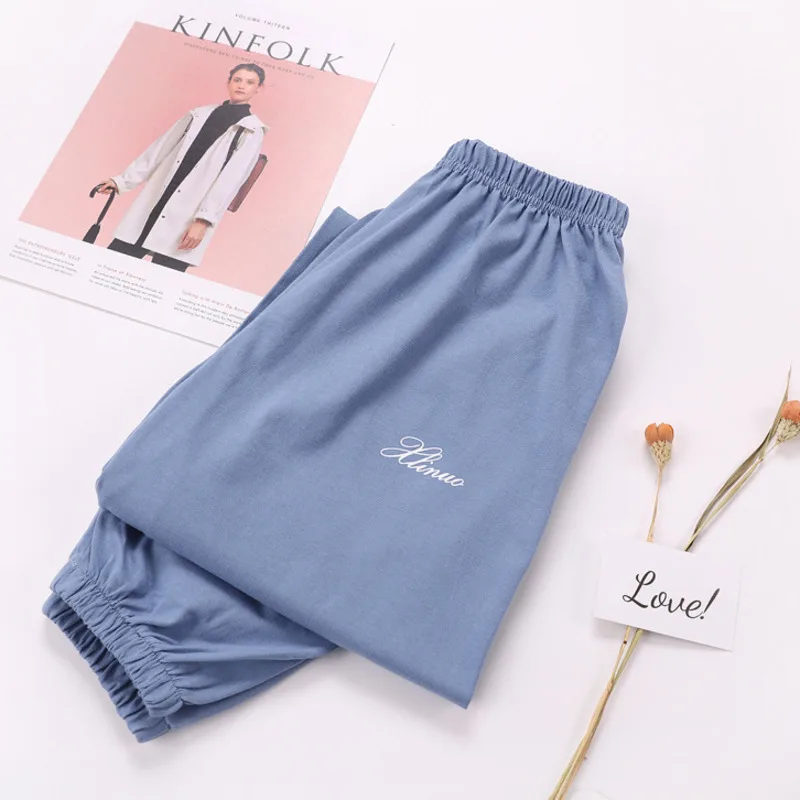 Свободные повседневные пижамные штаны для женщин 100% хлопок женские трикотажные