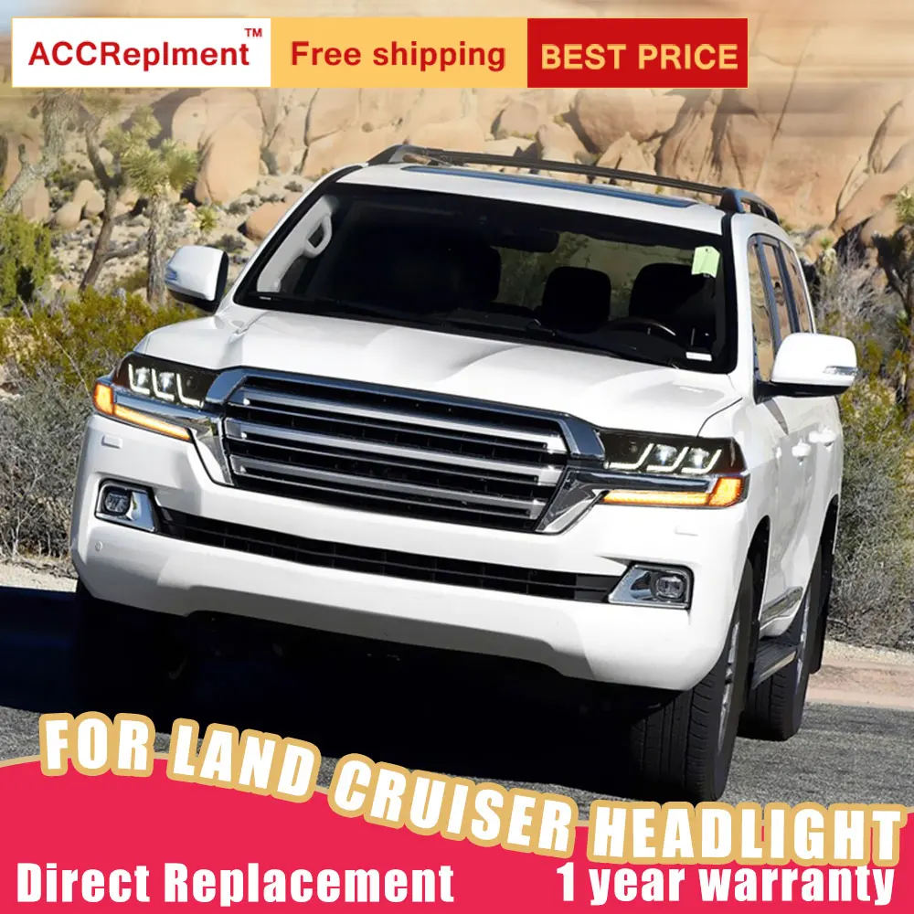Светодиодные фары для Toyota Land Cruiser 2 шт. 2017 2020 светодиодный фонарь автомобиля