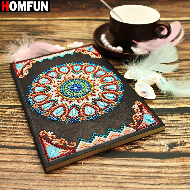 

HOMFUN A5 Notebooks 5D DIY Diamond Painting Special Shape Diary Book Diamond Embroidery "Mandala flower " Rhinestones Decor Gift