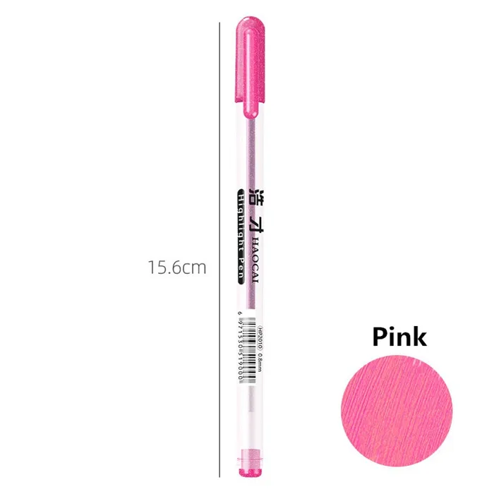Pink Glitter 8 цветов, блестящий маркер, ручка для офиса, школы, Канцтовары, краска, золотой маркер, Aritist, художественный Рисунок, граффити, Студенческая ручка для письма - Цвет: Pink Glitter