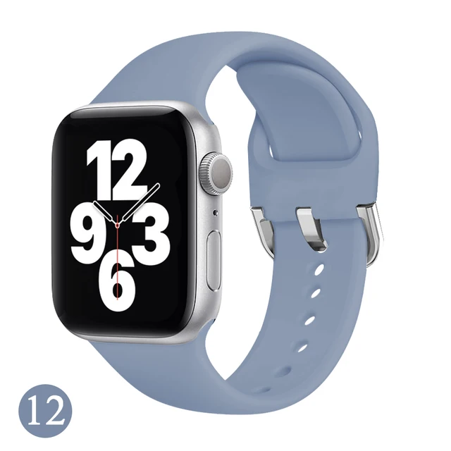 Soft Rubber Sport Band For Apple Watch SE 44mm 40mm Buckle Strap on Smart iWatch Correa Watchband Bracelet Series 65432 42mm38mm Lavender ash